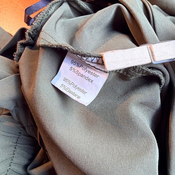 Paper Bag Pants Sz Large Olive Green Bow Tie Pull On High Waist Tapered Ankle - Picture 9 of 13